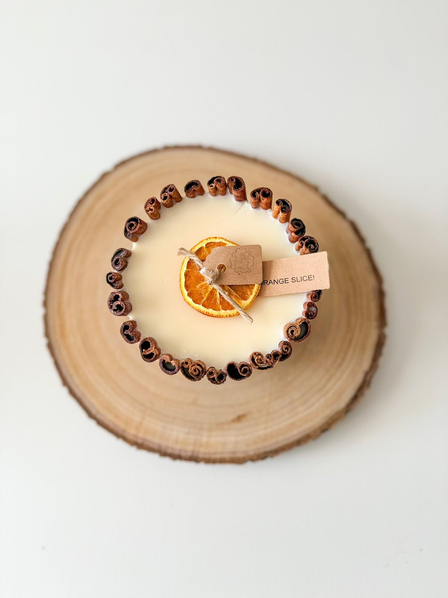 Large Orange and Cinnamon Scented Soy Candle With Cinnamon Sticks