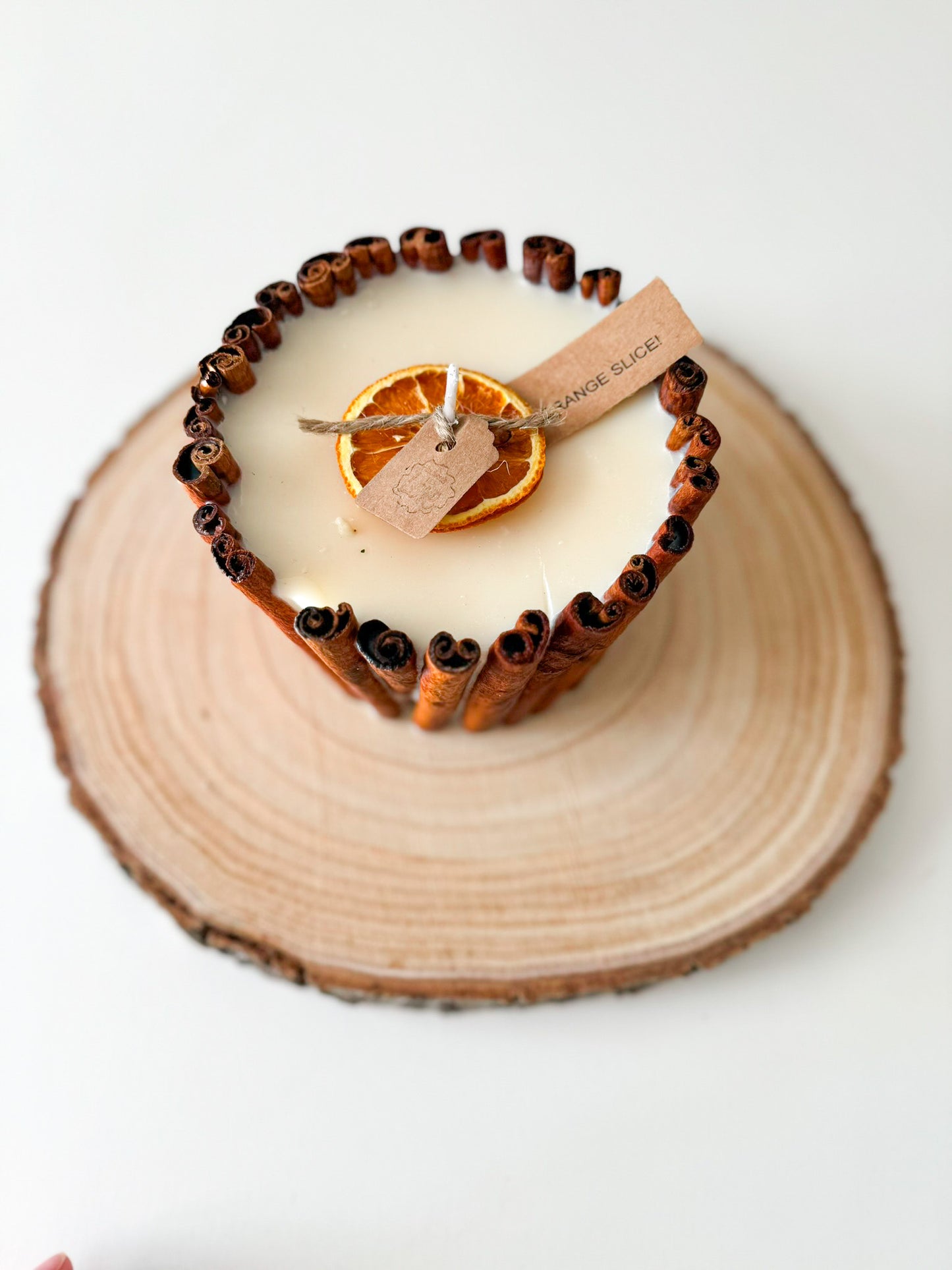 Large Orange and Cinnamon Scented Soy Candle With Cinnamon Sticks