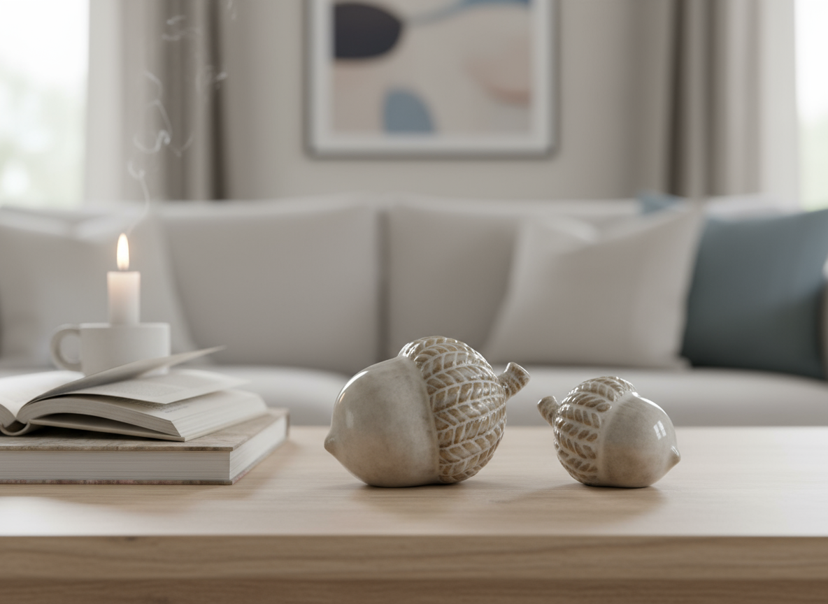 Set Of Ceramic Acorn Ornament with Beautiful Reactive Glaze