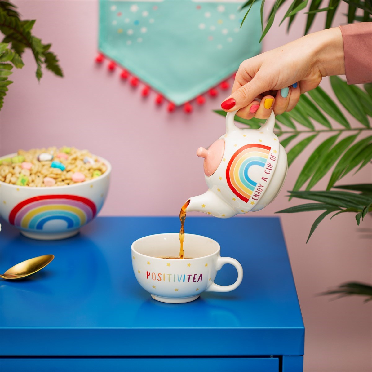 Rainbow Positivitea Tea For One Teapot Set