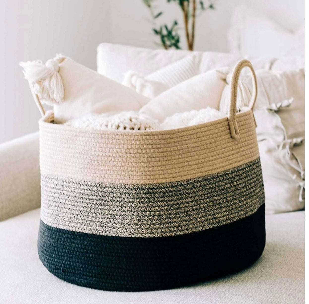 Organi Haus Rope Basket - Three Tone Brown