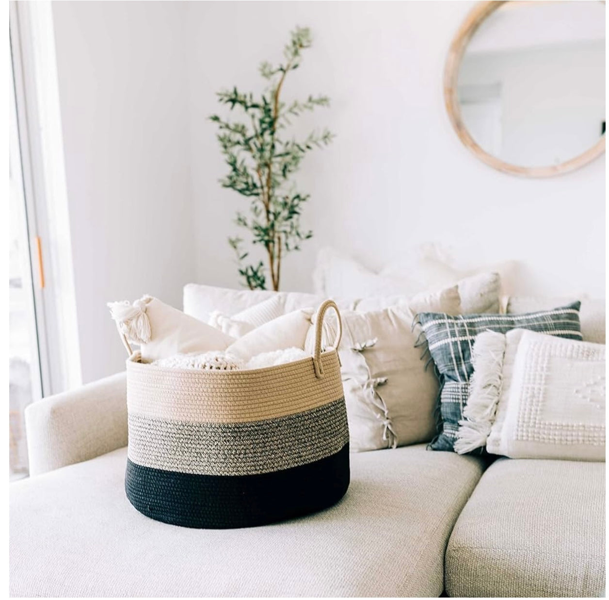 Organi Haus Rope Basket - Three Tone Brown