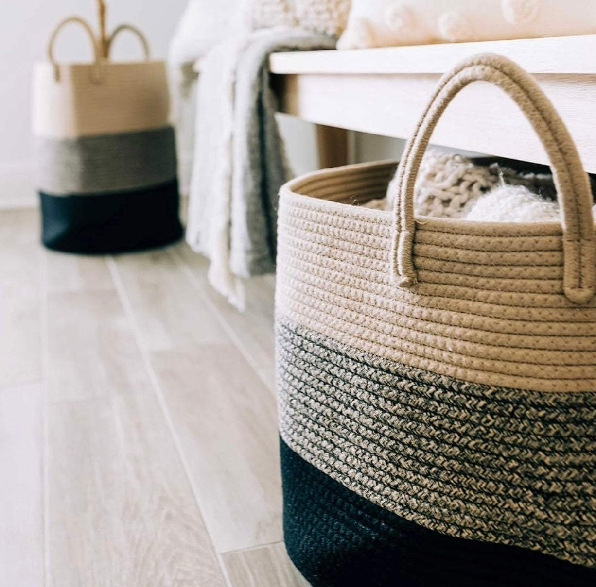 Organi Haus Rope Basket - Three Tone Brown