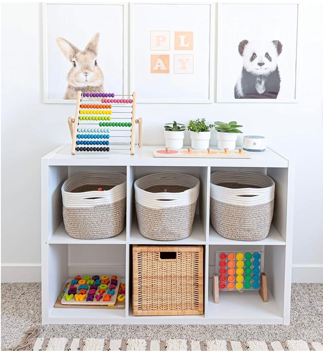 Organi Haus Brown & Off White storage basket- Set of 3