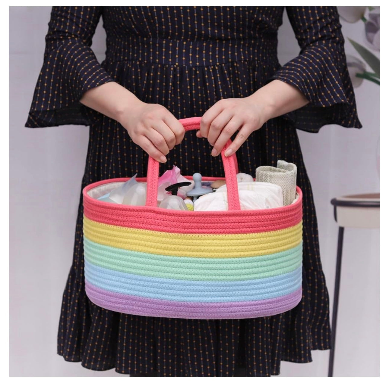 Organi Haus Rainbow Nappy Caddy Organiser Nursery Basket