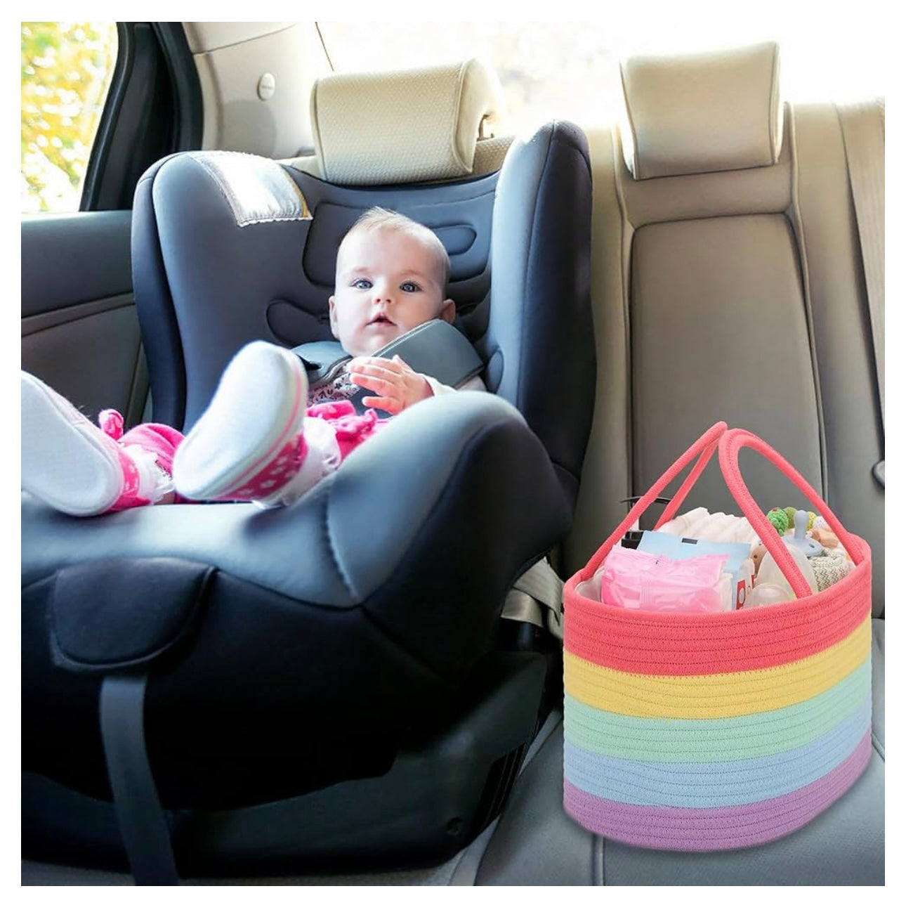 Organi Haus Rainbow Nappy Caddy Organiser Nursery Basket