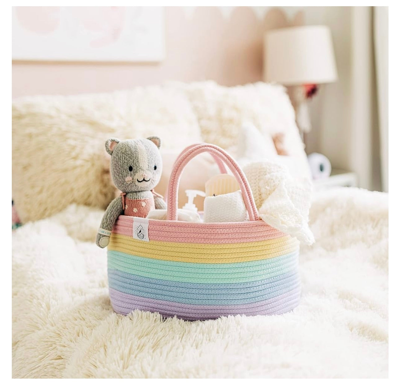Organi Haus Rainbow Light Nappy Caddy Organiser Nursery Basket