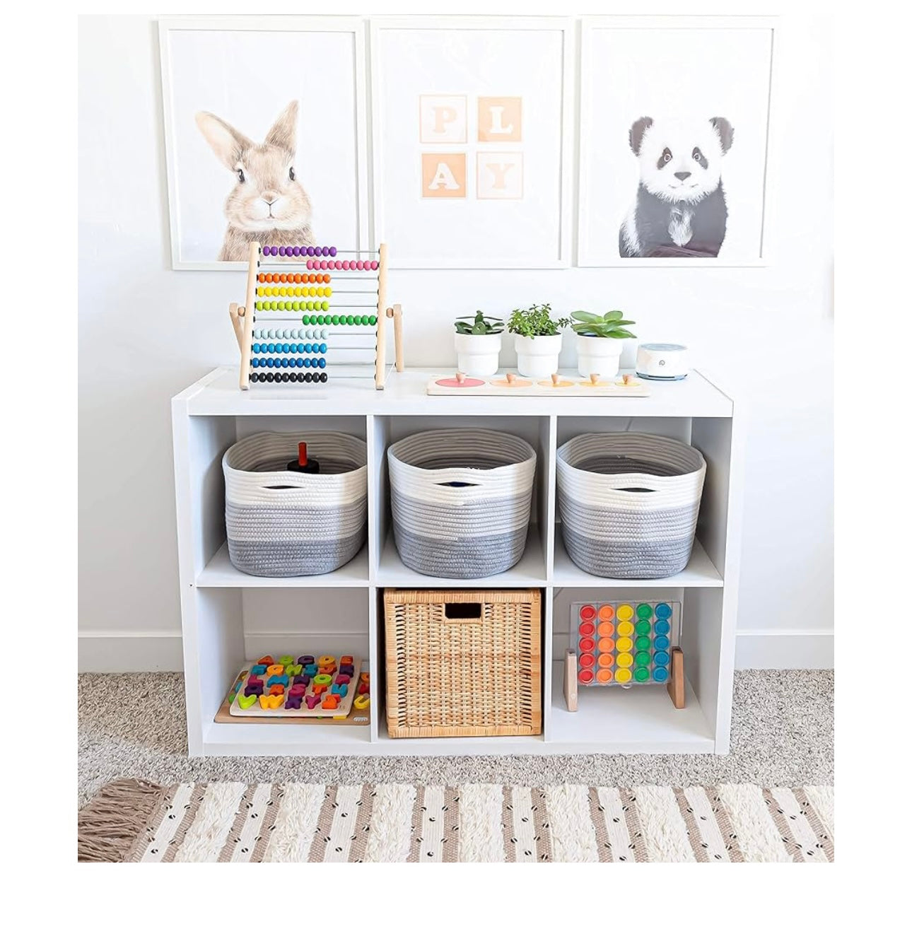 Organi Haus Brown & Off White storage basket- Set of 3