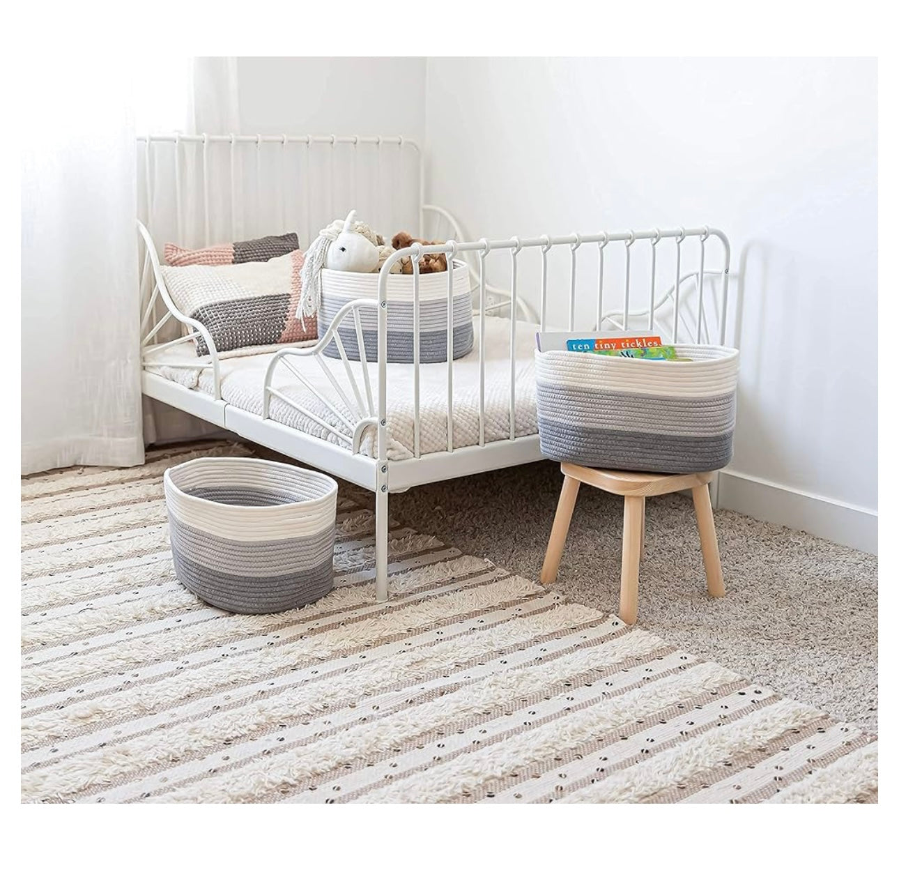 Organi Haus Brown & Off White storage basket- Set of 3