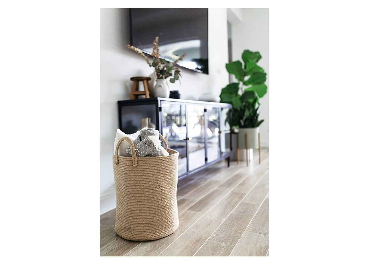 Organi Haus Tall XXL Cotton Woven Basket - Full Honey