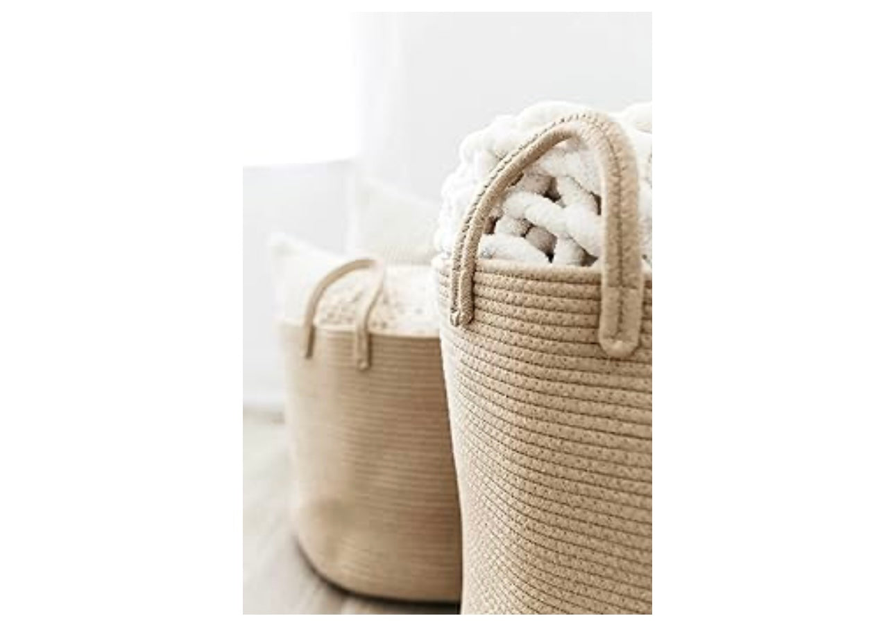 Organi Haus Tall XXL Cotton Woven Basket - Full Honey