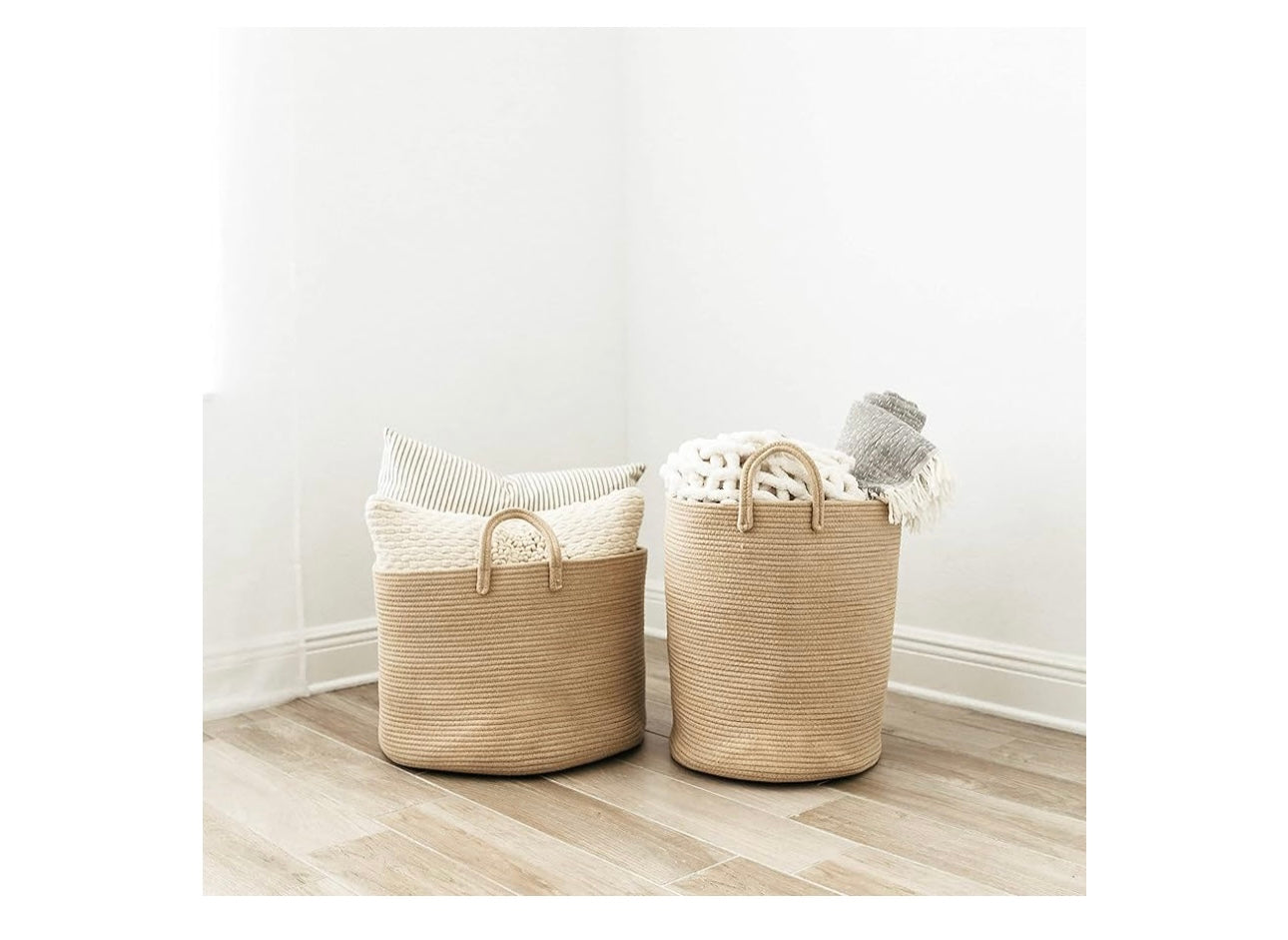 Organi Haus Tall XXL Cotton Woven Basket - Full Honey