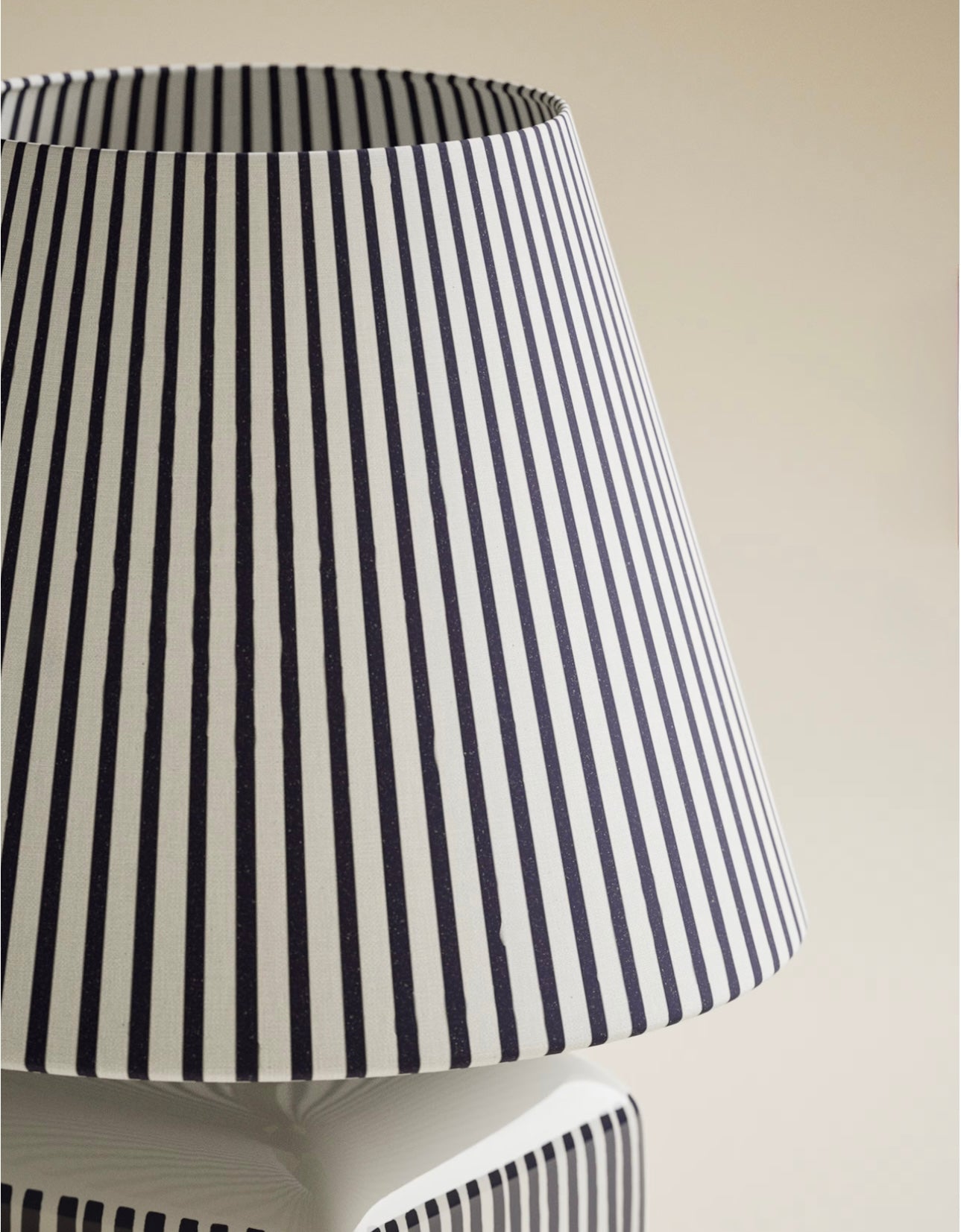 Joshua Ceramic Striped Rechargeable Table Lamp| Navy & White