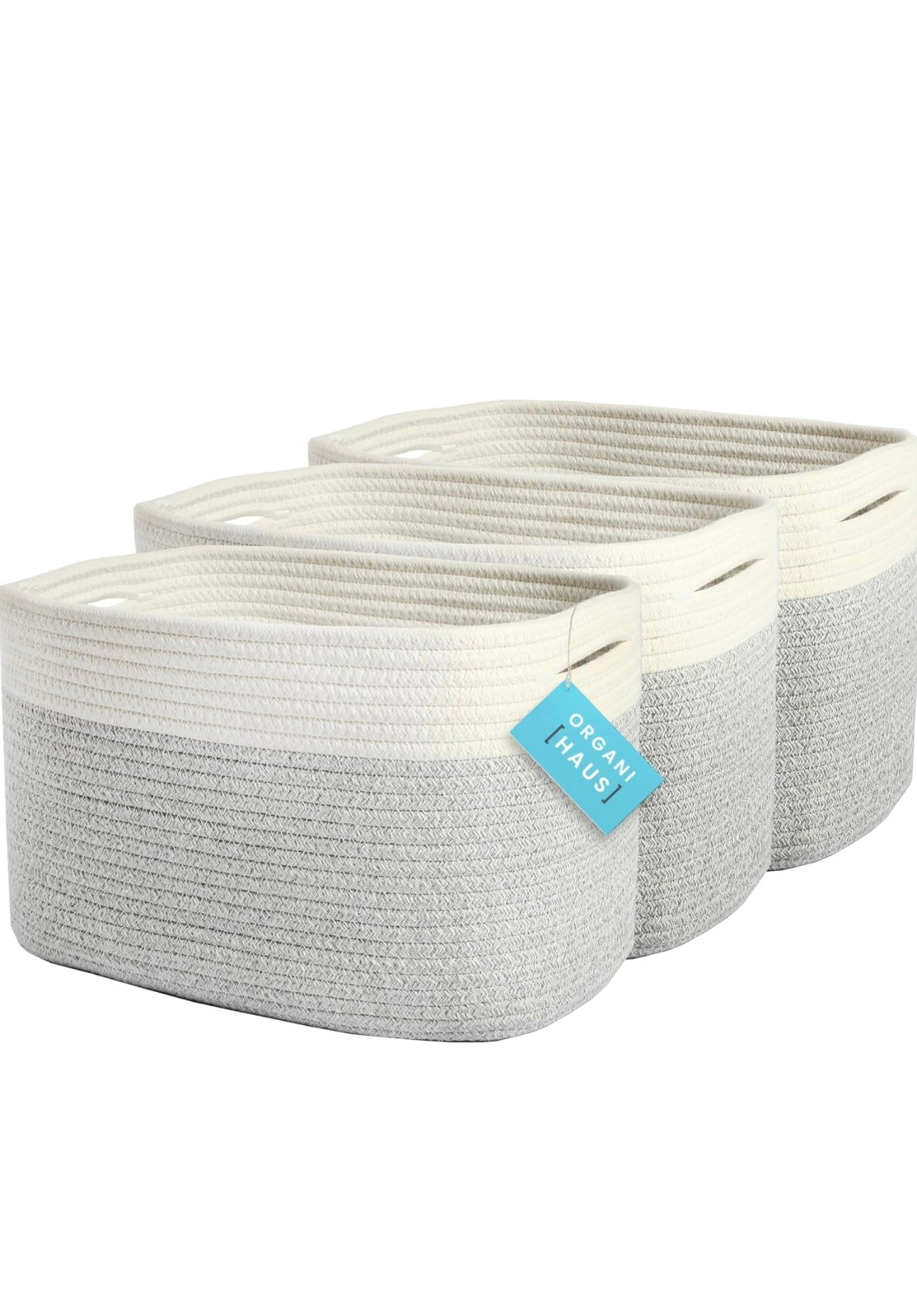 Organi Haus Brown & Off White storage basket- Set of 3