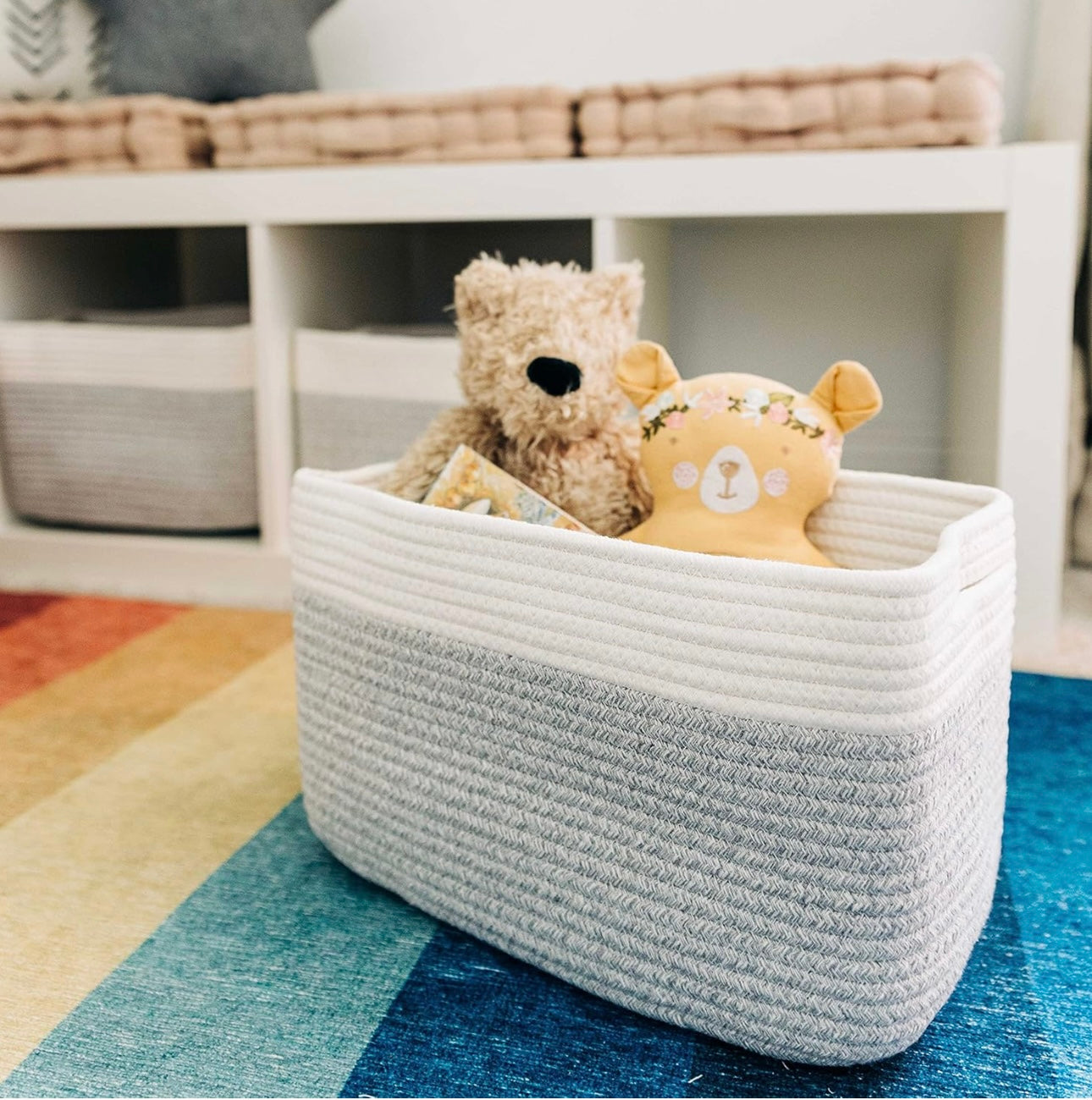 Organi Haus Brown & Off White storage basket- Set of 3