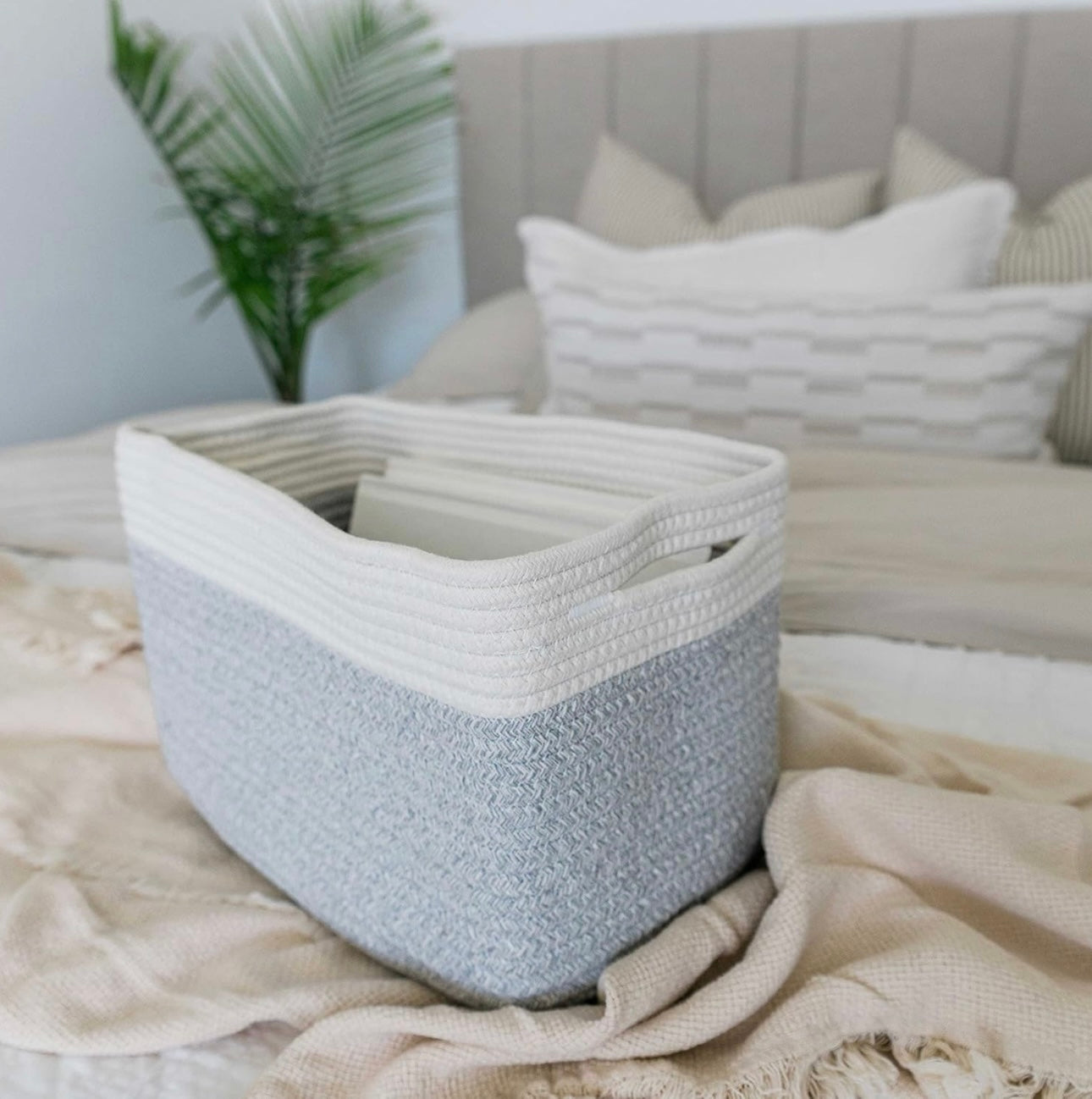 Organi Haus Brown & Off White storage basket- Set of 3