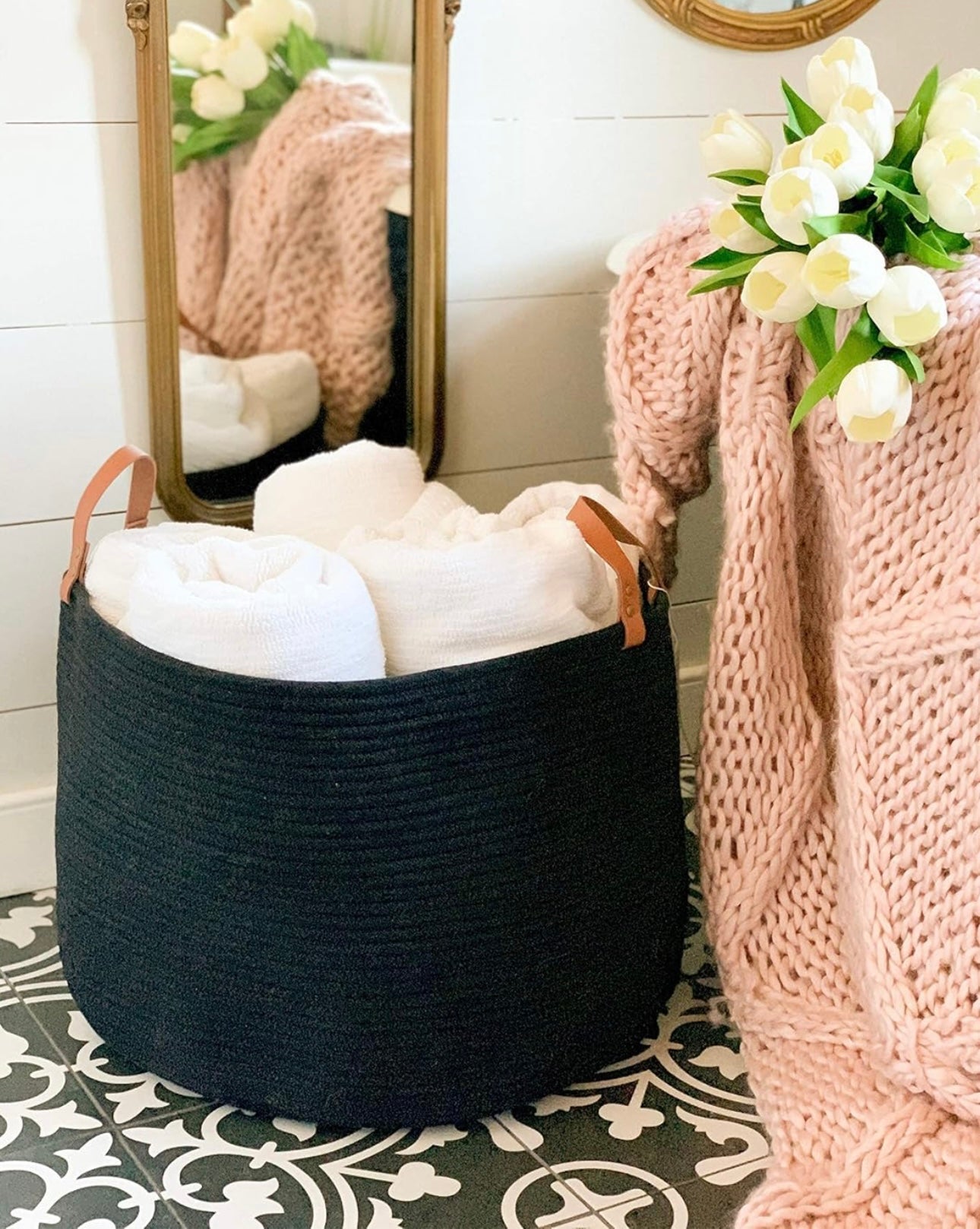 Organi Haus Large Storage Cotton Rope Basket - Full Black