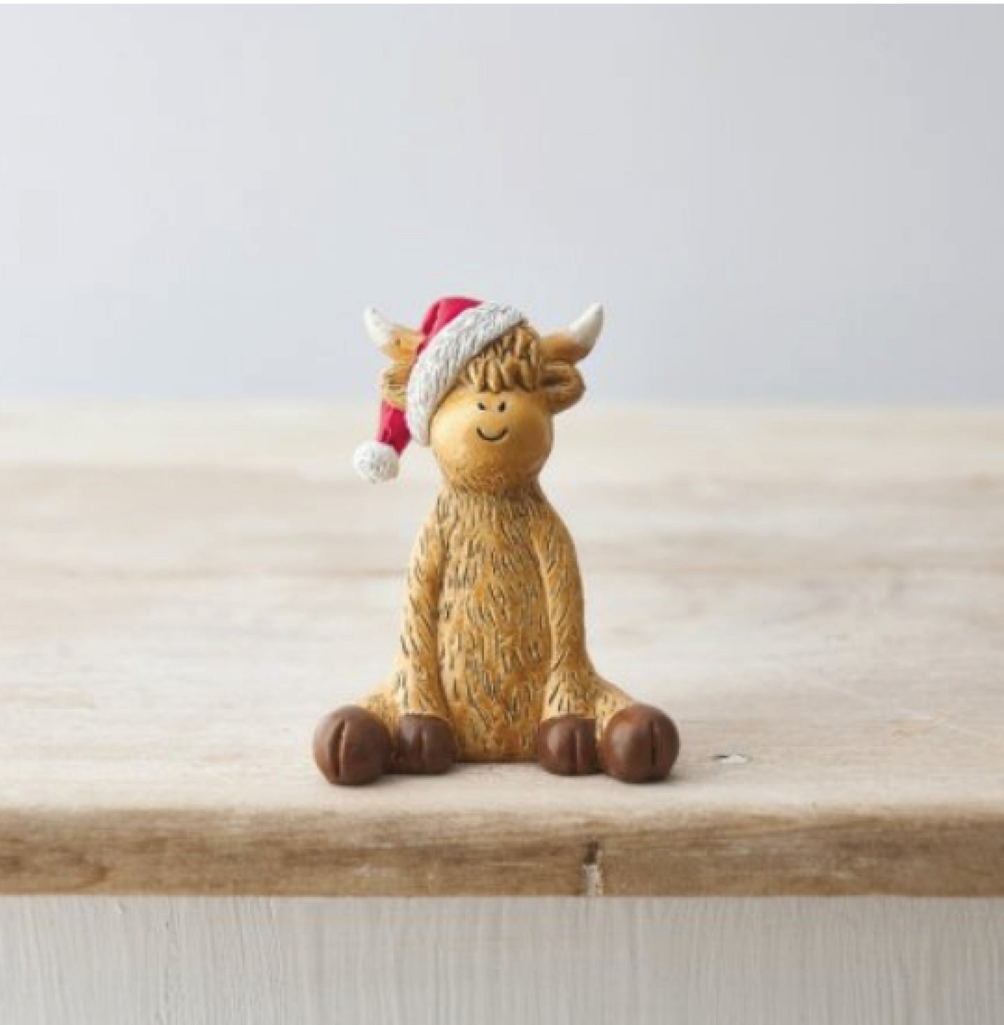 Highland Cow Ornament In Santa Hat