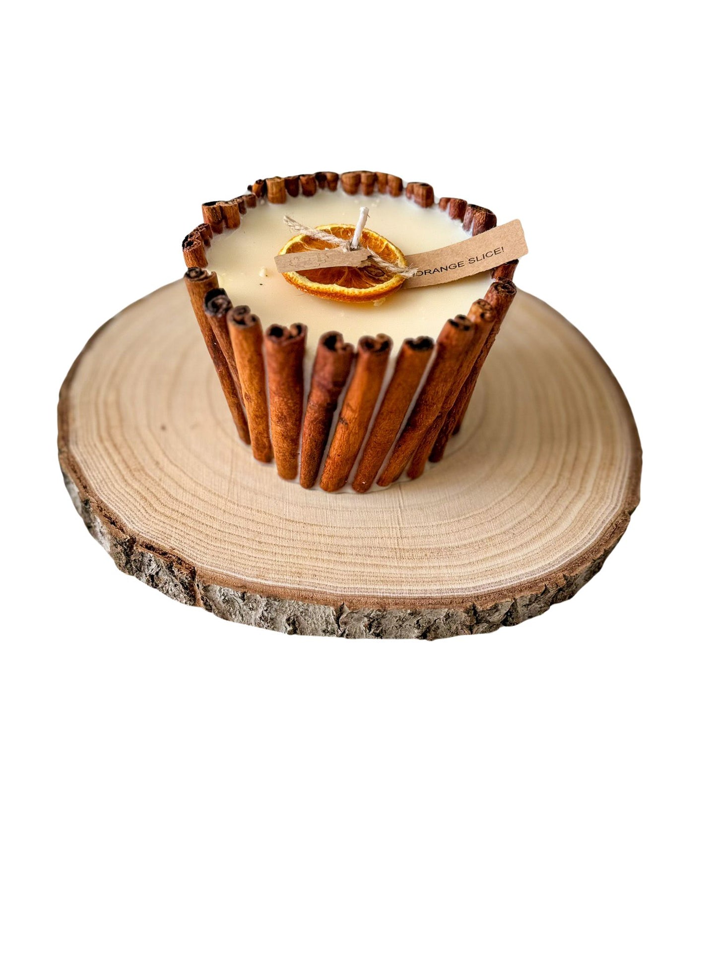 Large Orange and Cinnamon Scented Soy Candle With Cinnamon Sticks