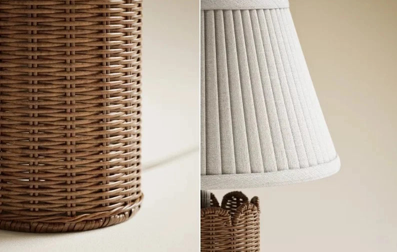 Scallop Rattan Table Lamp Home Collection - Natural Shade