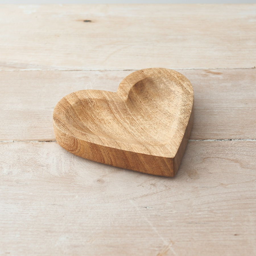 Natural Wooden Heart Dish 15cm