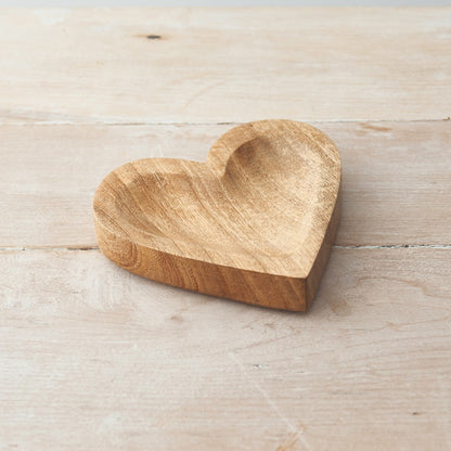 Natural Wooden Heart Dish 15cm