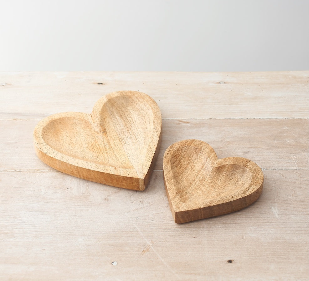 Natural Wooden Heart Dish 15cm