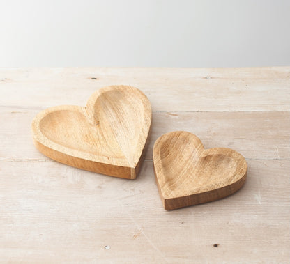 Natural Wooden Heart Dish 15cm