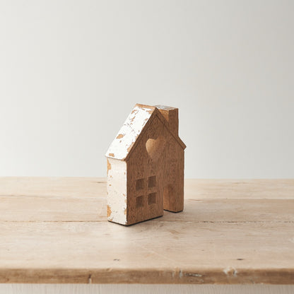 Natural Mango Wood House With A Heart Cut Out Detail - Small