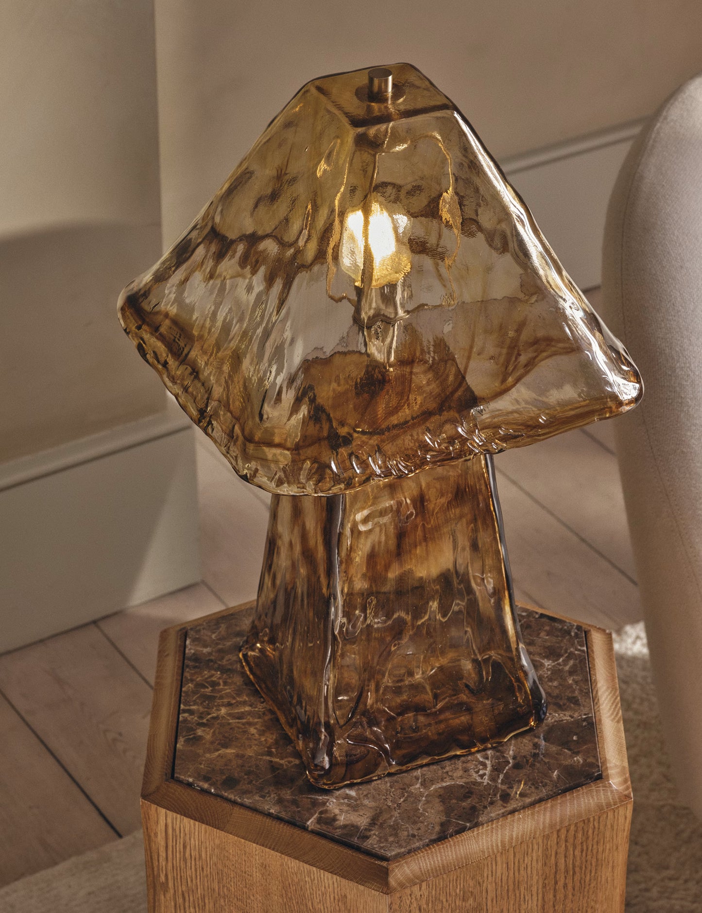 M&S All Over Glass Table Lamp - Brown