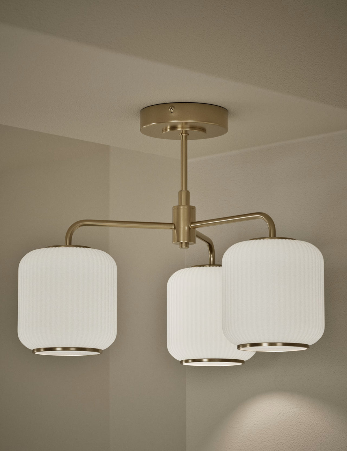 Amelia Flush 3 Way Ceiling Light - Antique Brass