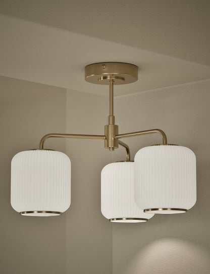 Amelia Flush 3 Way Ceiling Light - Antique Brass