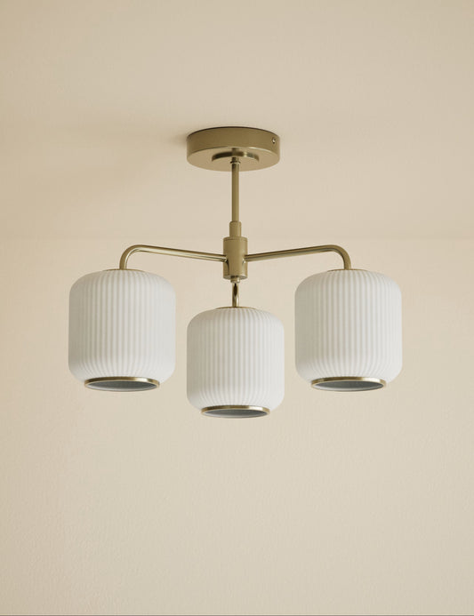 Amelia Flush 3 Way Ceiling Light - Antique Brass