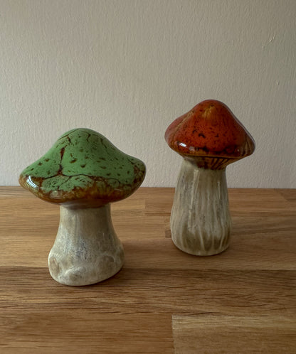 Glazed Ceramic Mushroom Toadstools Ornament Set