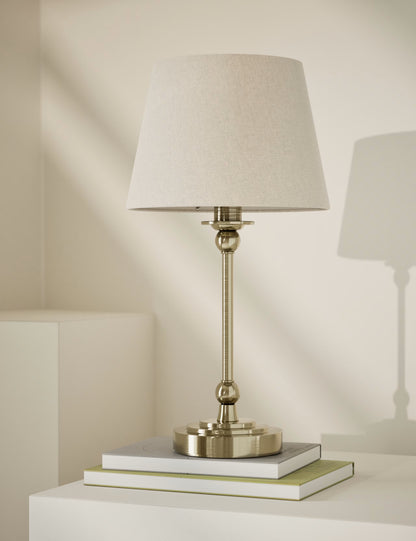 Wicker Scallop Shade Floor Lamp - Antique Brass