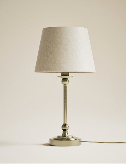 Wicker Scallop Shade Floor Lamp - Antique Brass