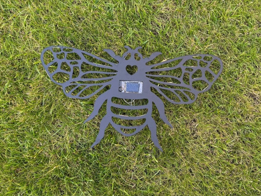 Honey Bee Solar Wall Art Light -Black Iron