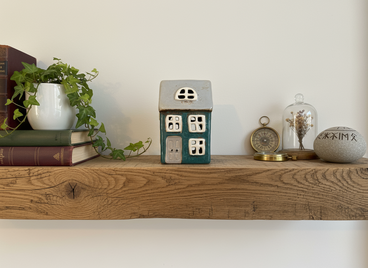 Teal Ceramic House Tealight Holder