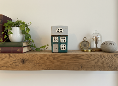 Teal Ceramic House Tealight Holder