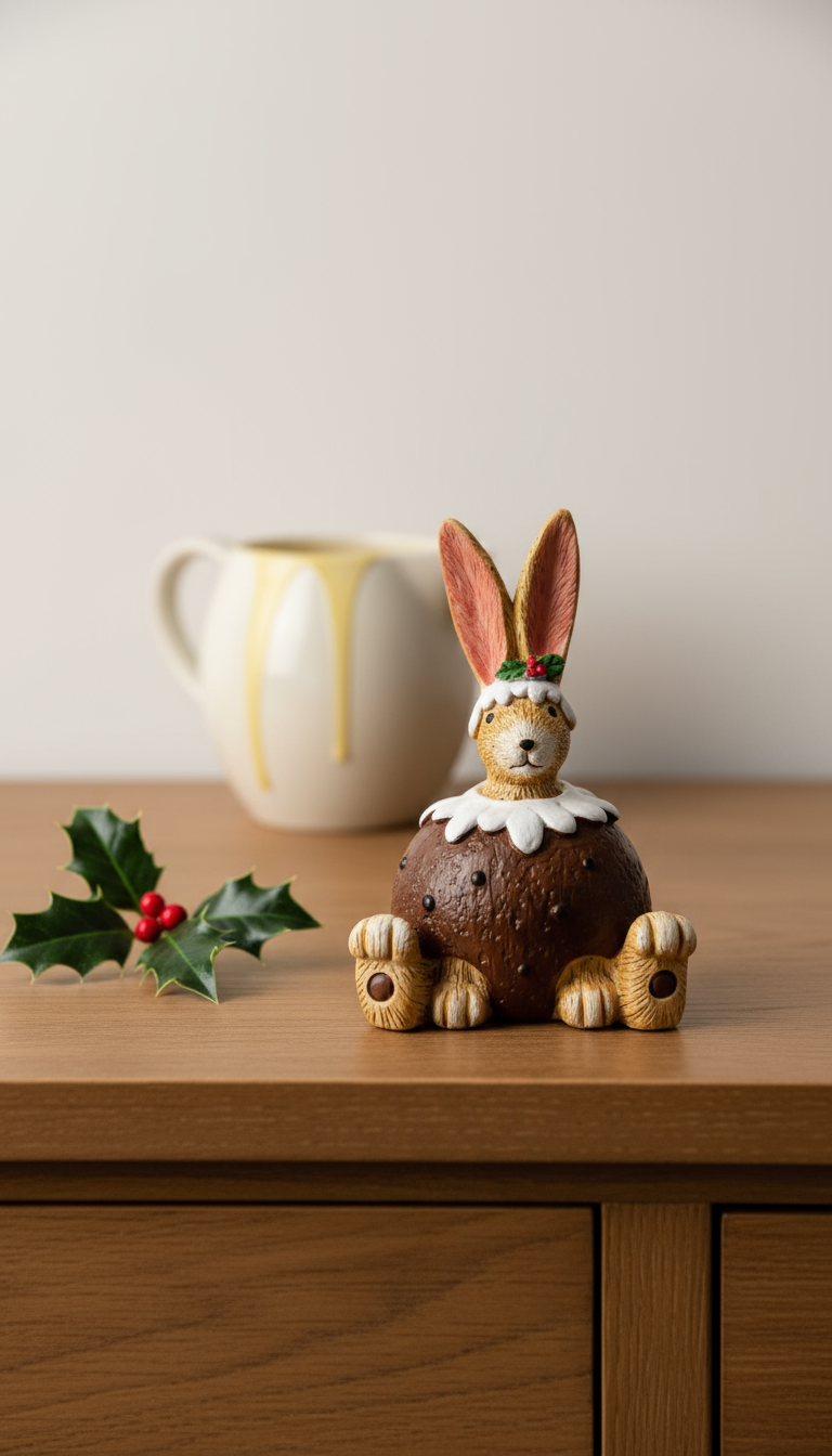 Jasper Rabbit Christmas Pudding Shelf Ornament|Home Decor