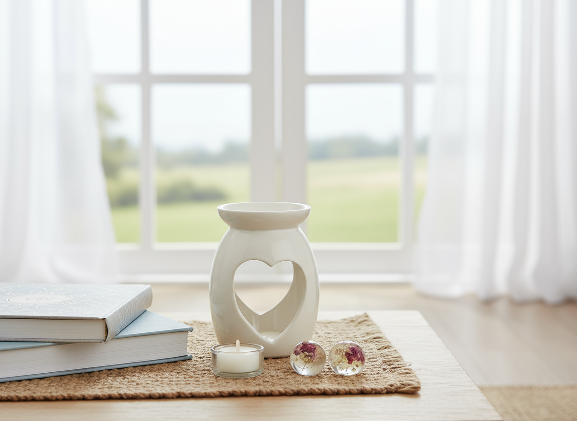White Ceramic Heart Cut Out Oil/Wax Burner