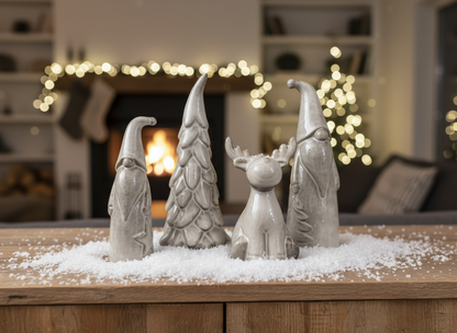 Ceramic Sitting Reindeer Ornament with Beautiful Reactive Glaze