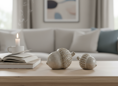 Set Of Ceramic Acorn Ornament with Beautiful Reactive Glaze