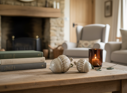 Set Of Ceramic Acorn Ornament with Beautiful Reactive Glaze