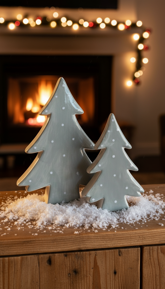 Polka Dot CeramicChristmas Tree Ornament, 12cm