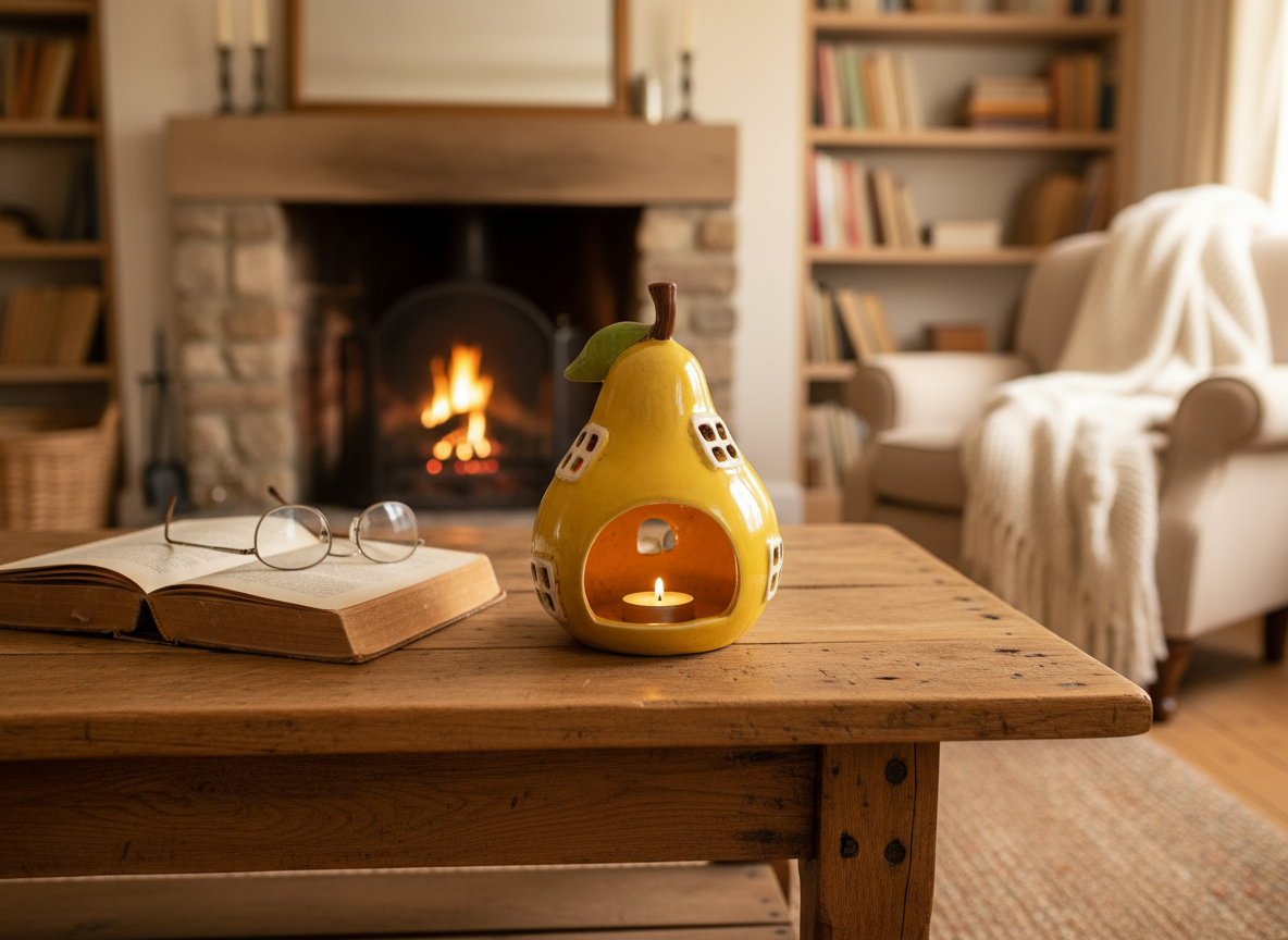 Ceramic House Pear Tealight Candle Holder