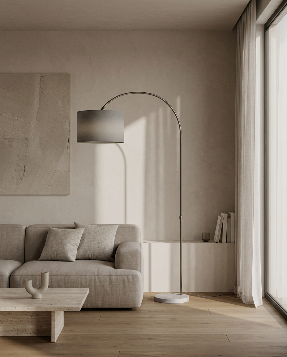 Freya Arc Lamp - White Marble