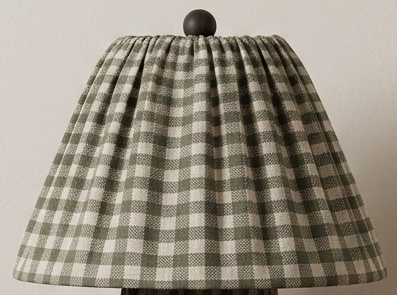 Full Pleat Gingham Table  Lamp - Green