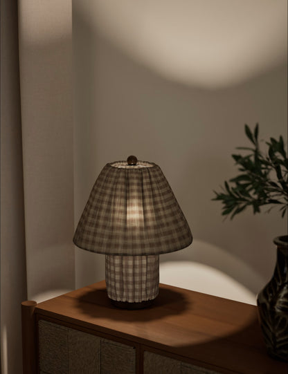 Full Pleat Gingham Table Lamp - Neutral