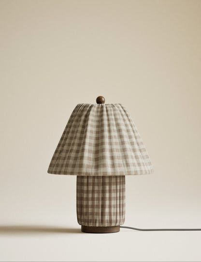 Full Pleat Gingham Table Lamp - Neutral